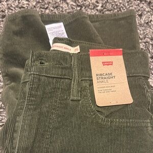 Levi's Olive Ribcage Straight Ankle Corduroy Pants